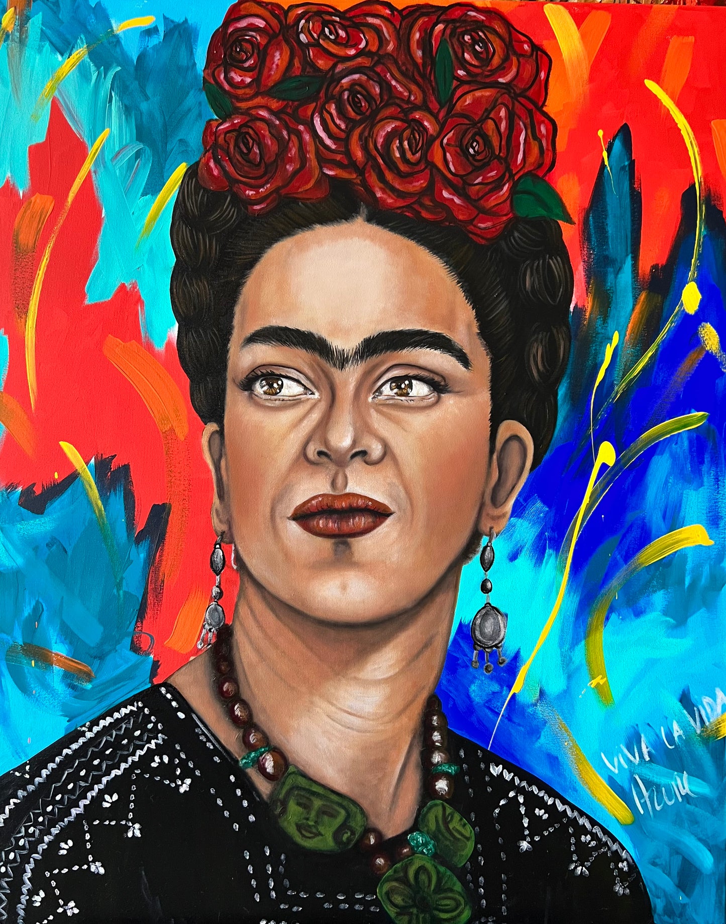 Pintura retrato Frida Kahlo